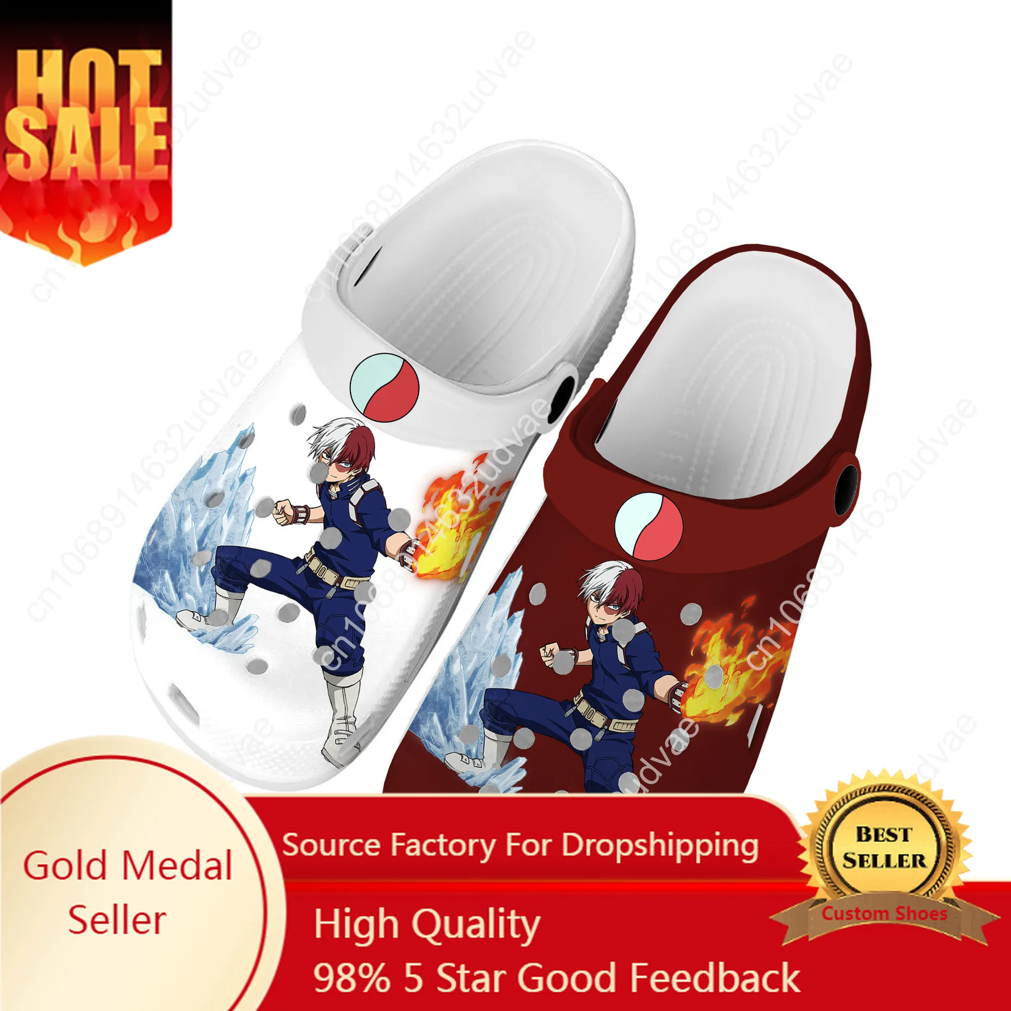 

Shoto Todoroki Manga My Hero Academia Home Clogs Custom Water Shoes Mens Womens Teenager Shoe Garden Clog Beach Hole Slippers