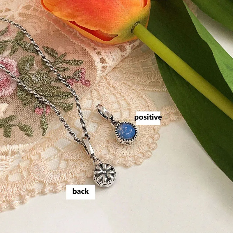 S925 Sterling Silver Blue Zirconia Pendant Women's Light Luxury Fashion Pendant DIY Necklace Jewelry