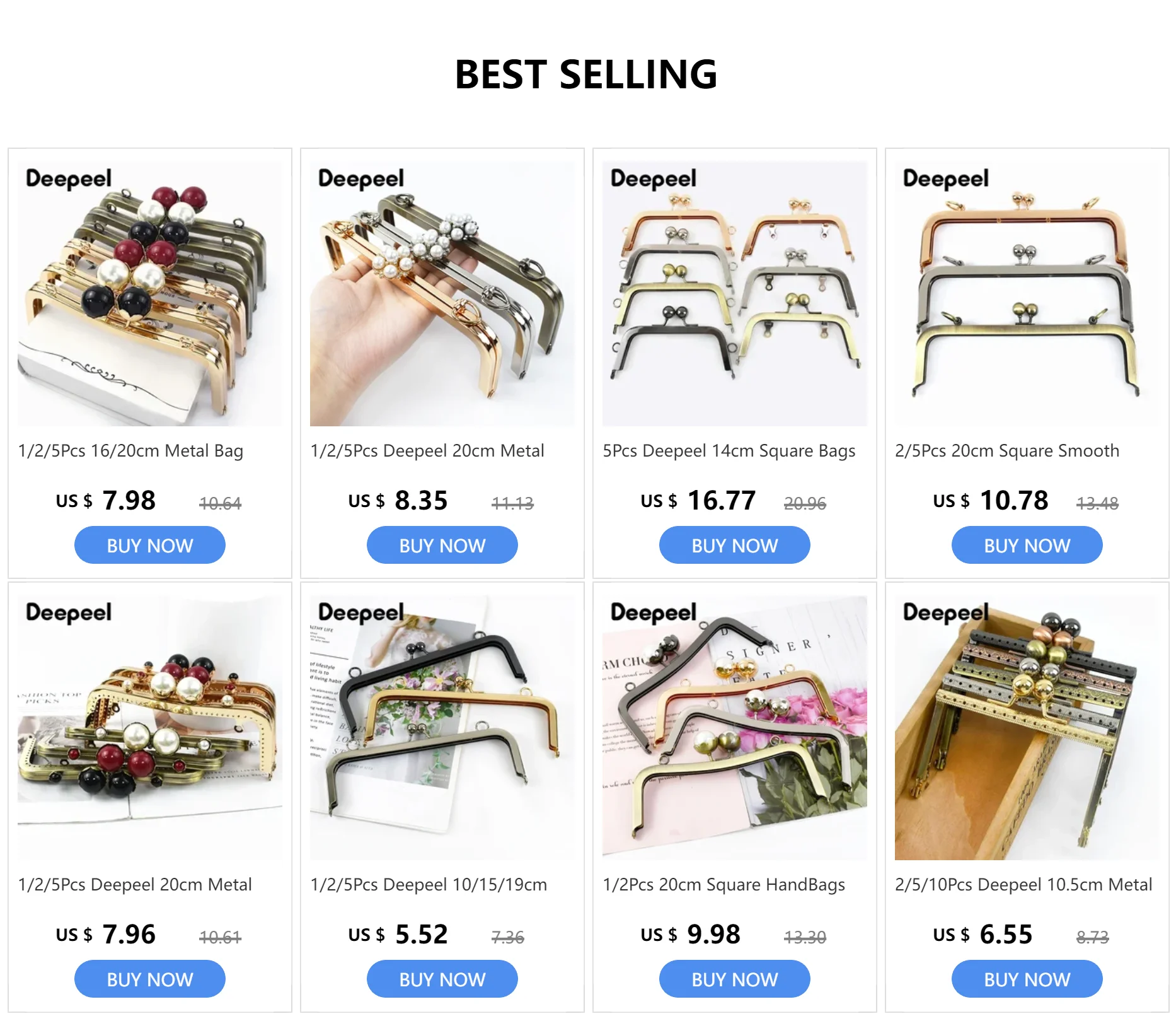 5/10 Stück Deepeel 5 cm geprägte Metall-Geldbörse Rahmen Taschengriff Doppelohr-Geldbörse Kussverschluss DIY MouthGold Taschen Anhänger Zubehör – Detail 1