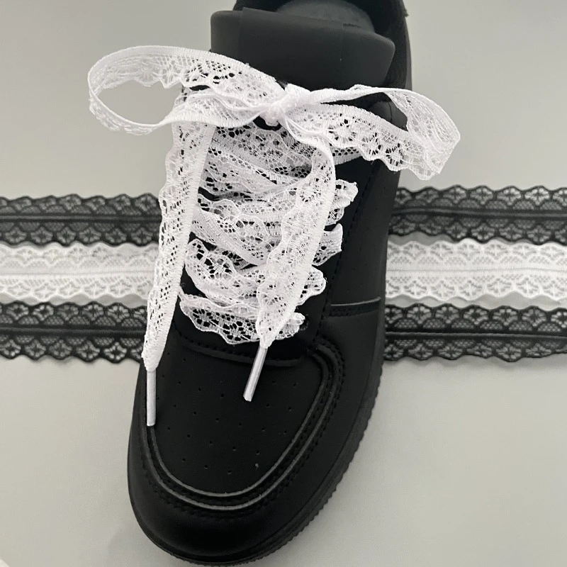 Elegant Black and White Lace Shoelaces