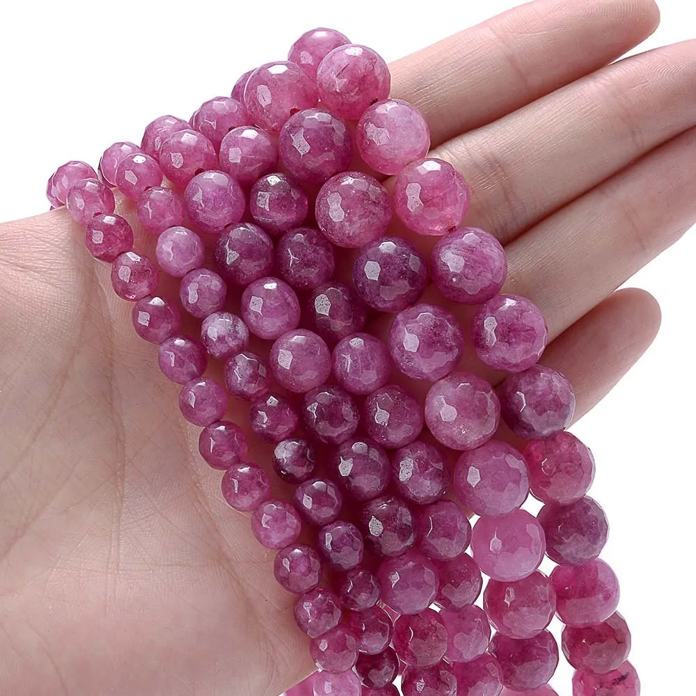 Natural Pink Tourmalines Stone Beads Faceted Loose Beads for Jewelry