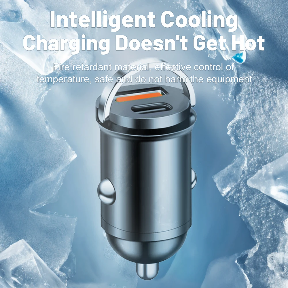 200W Dual USB Car Charger Fast Charging Mini Pull Ring Car Phone Charger For iphone Xiaomi Huawei ipad Universal Car Lighter