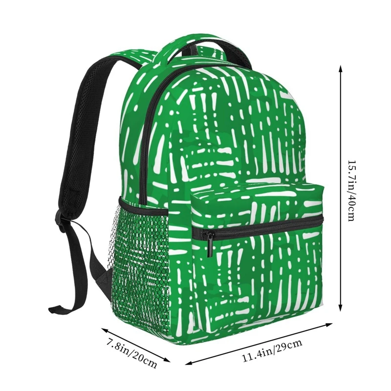BYMONDY Unisex Lightweight Backpack Fashion Green Geometry Daypack Bags Men Women School Travel Notebook Large Capacity Rucksack