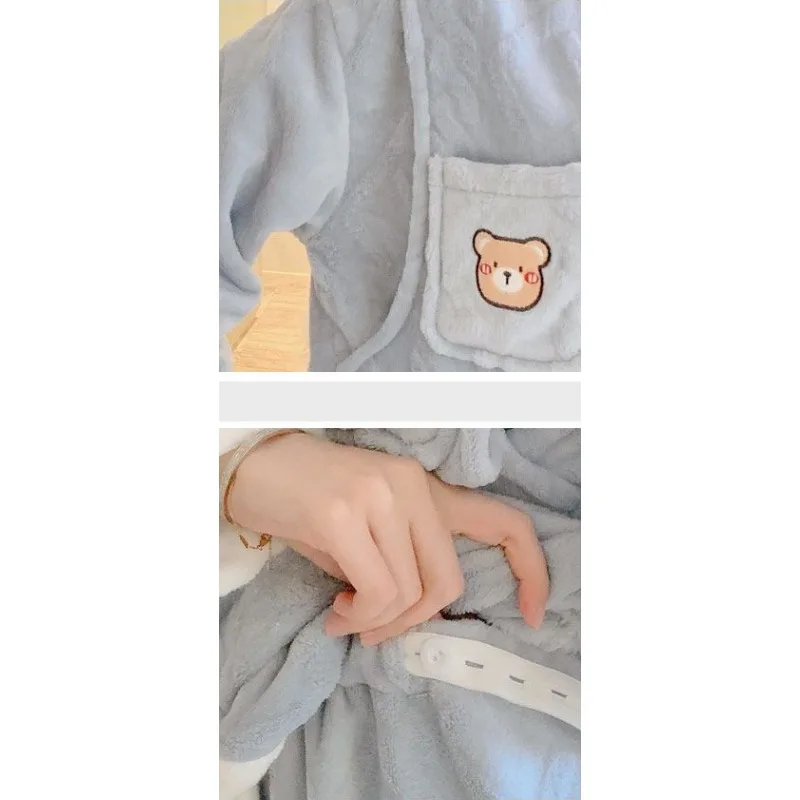 2023 New Autumn Winter Women Fleece V-neck Loungewear Postpartum Clothing Maternity Nursing Pregnancy Thick Coral Fleece Pajamas