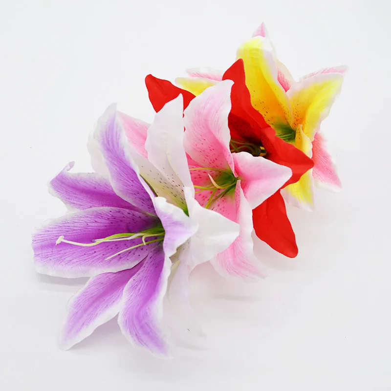 10pcs/lot 18cm Silk Lily Artificial Flower Head For Wedding Decoration DIY Garland Decorative Floristry Fake Flowers