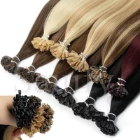 Extensions de cheveux naturels à pointe droite, à kératine, fusion à chaud, noir, brun, marron, pré-collées, 50 pièces 2
