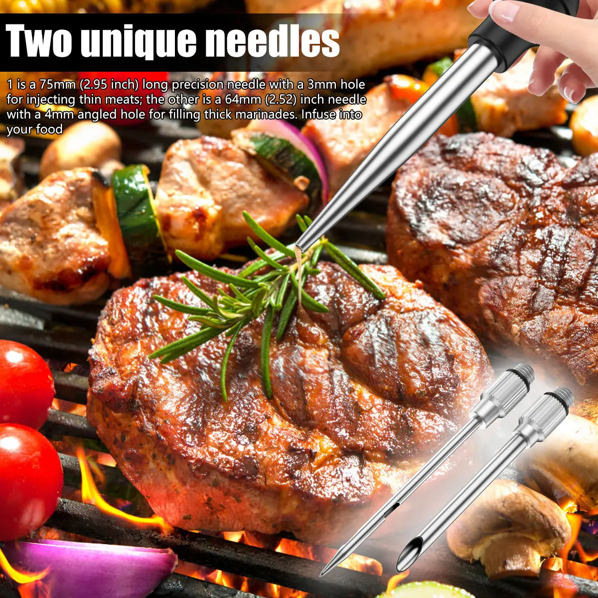 Stainless Steel Turkey Barbecue Meat Injector Syringe Set meat injector syringe