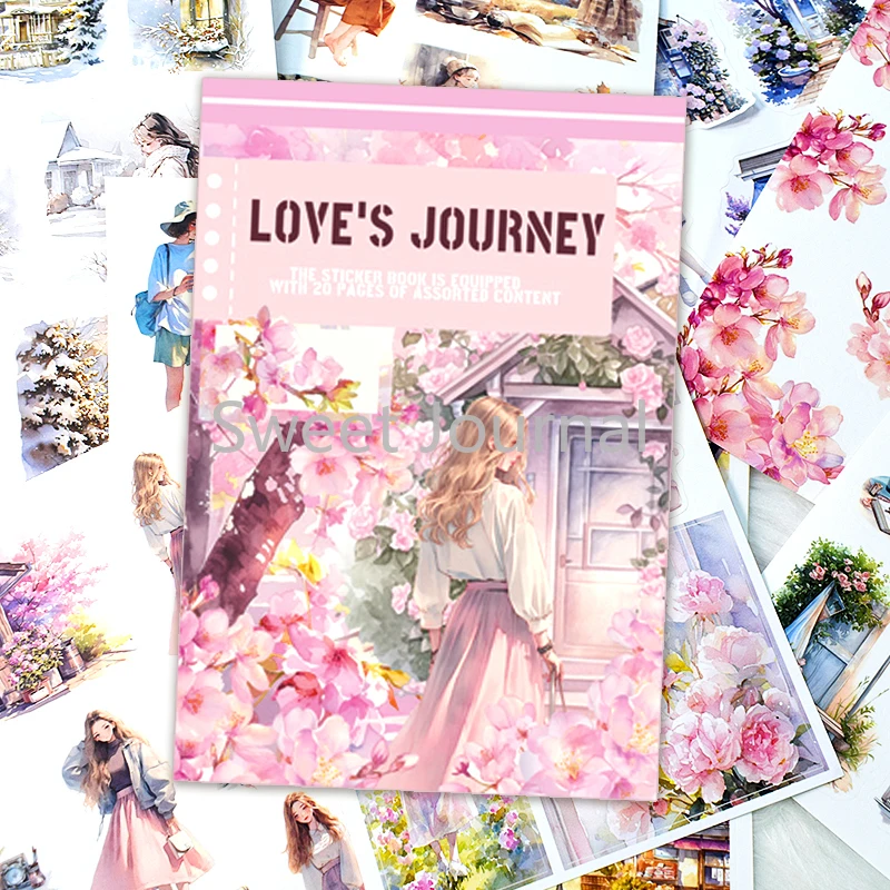 20Sheets Sakura Girls Sticker Set Per-Cut Aesthetic Decorative PET Washi Sticker Book for Scrapbooking Journal Diary Material