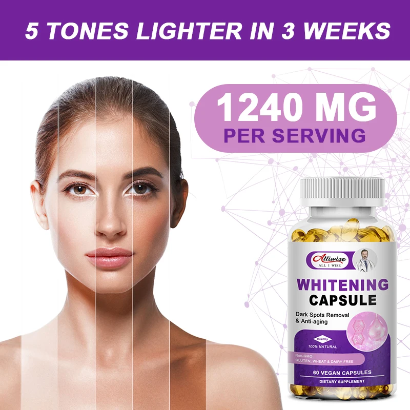 Glutathione Whitening Capsules Dark Spots & Acne Scar Remover Vegan Skin Bleaching softgels with Anti-Aging & Antioxidant Effect