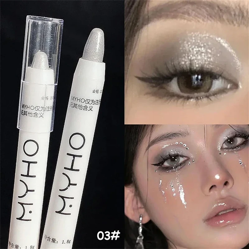 thumbnail image 1 of Lápiz iluminador de sombra de ojos rosa, resistente al agua, con purpurina de diamante, lápiz delineador de seda blanco, cosméticos de maquillaje coreanos, 1 of 5