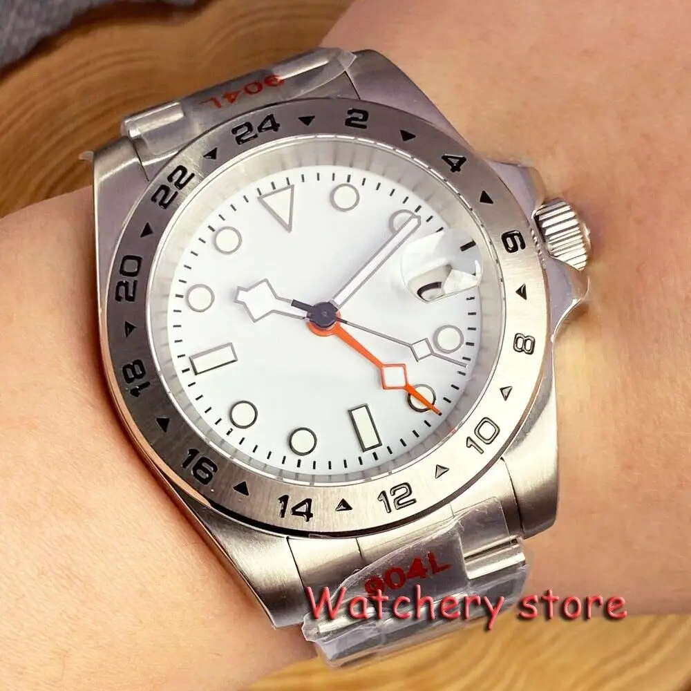 39Mm Tandorio White Dial Japan Nh34 Gmt Automatic Sapphire Glass 20Atm Diver Men Watch