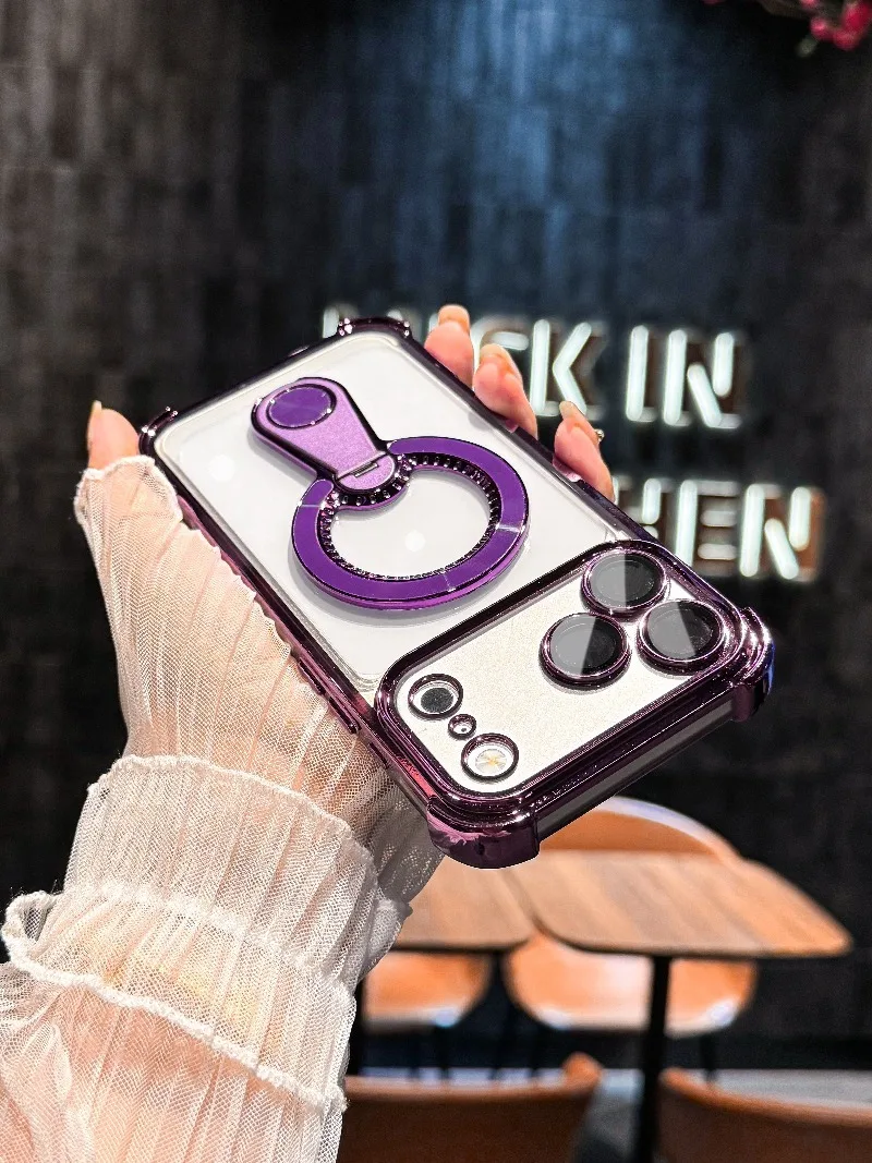 Sleek Transparent Magnetic Stand Holder Shockproof Phone Case