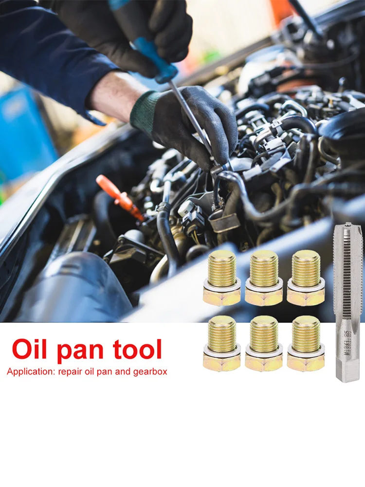 Car Repair Combination Suit M13x1.25mm Iron Oil Pan Thread Repair Tools Kit Oil Drain Plug Screws Bolt Set