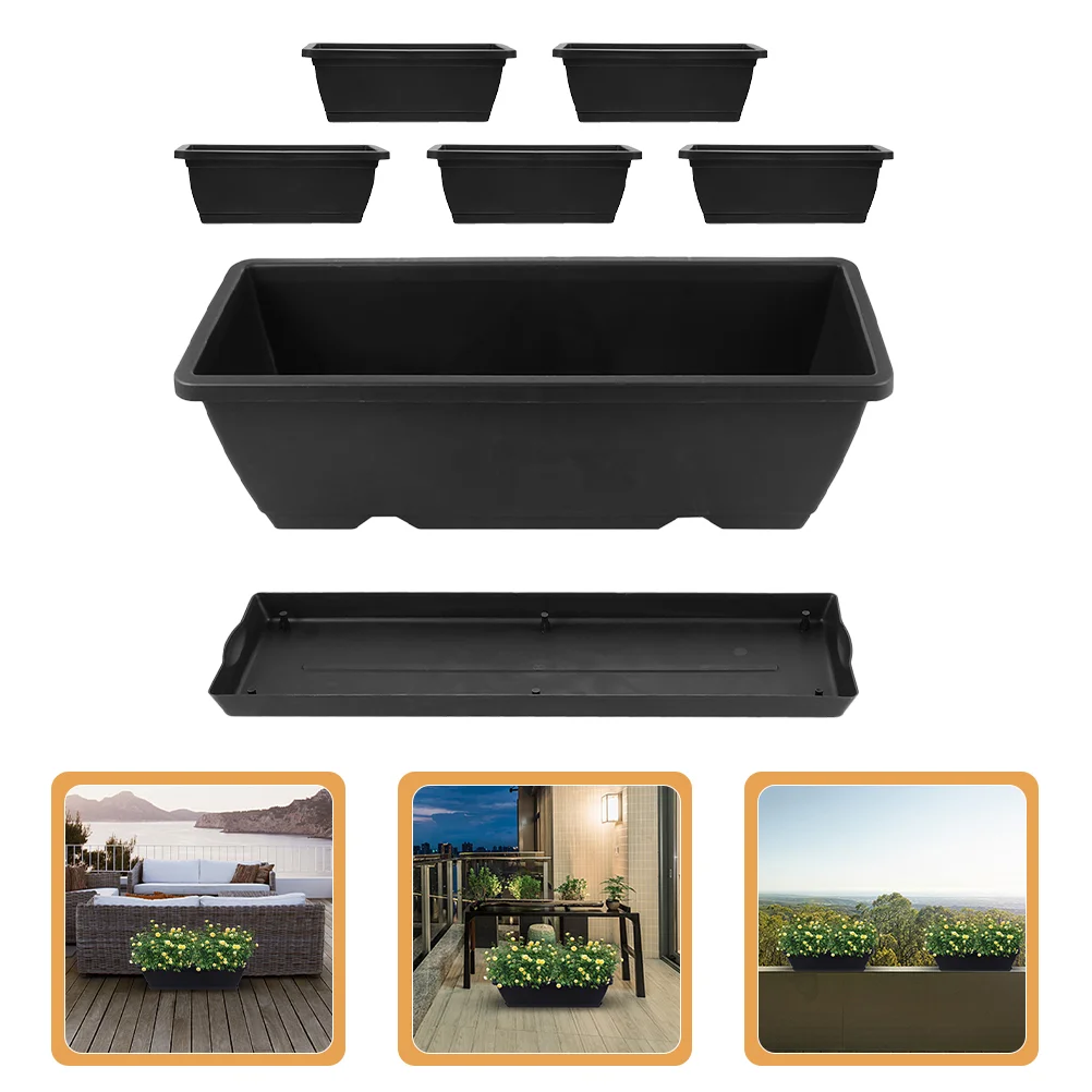 

Planter With Tray Flowerpot Planter Bonsai Training Pot Flower Potted Plant Pot For Balcony Garden Courtyard Supply Boxes