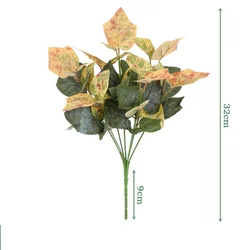 Artificial Turtle Back Bamboo with Silk Persian Leaves - Green Plant Bundle (Cotyledon)