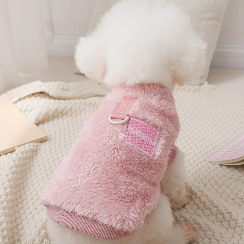 플란넬 개 고양이 스웨터, D-링이 있는 겨울 따뜻한 풀오버, 부드러운 양털 강아지 새끼 고양이 재킷, 추운 날씨 의류