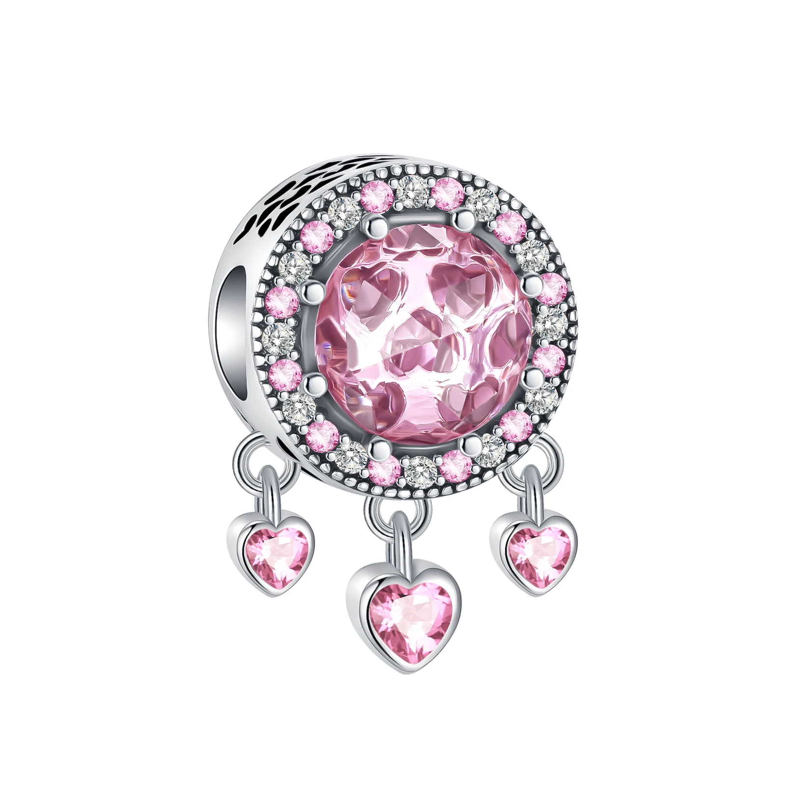 

925 sterling silver pink opal boutique pendant charm fit pandora original bracelet charm beads necklace Diy female jewelry