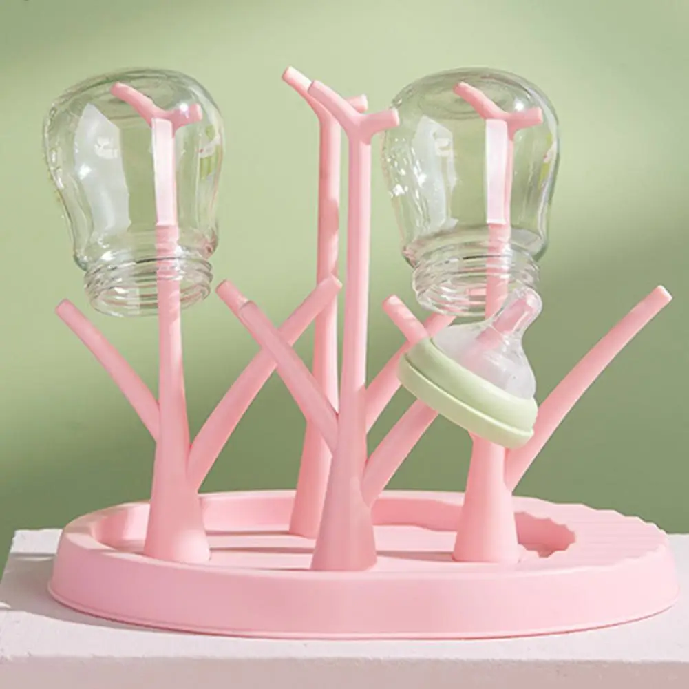 Baby Bottle Drying Rack Detachable Feeding Bottle Stand Plastic BPA Free Tree-shaped Pacifier Rack Holder for Baby