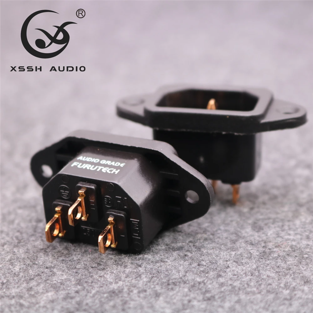 4pcs 전원 소켓 YIVO 오디오 T1 DIY HIFI 황동 도금 골드 레드 구리 여성 IEC 입구 3Pin AC 250V 10A Elecrtric 플러그 콘센트
