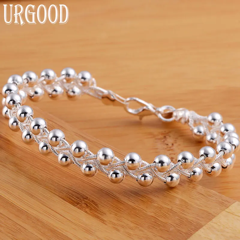 

925 Sterling Silver Grape Beads Braided Chain Bracelet For Women Men Party Engagement Wedding Fashion Jewelry