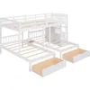 Triple Bunk Beds with Drawers, Wood Full Over Twin & Twin Bunk Bed with Storage Staircase, Triple Bed for Kids,3 Bed Bunk Beds 6