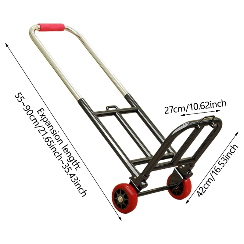 Convenient Foldable Pull Cart Folding Portable Hand Cart 10cm Rubber Travel Shopping