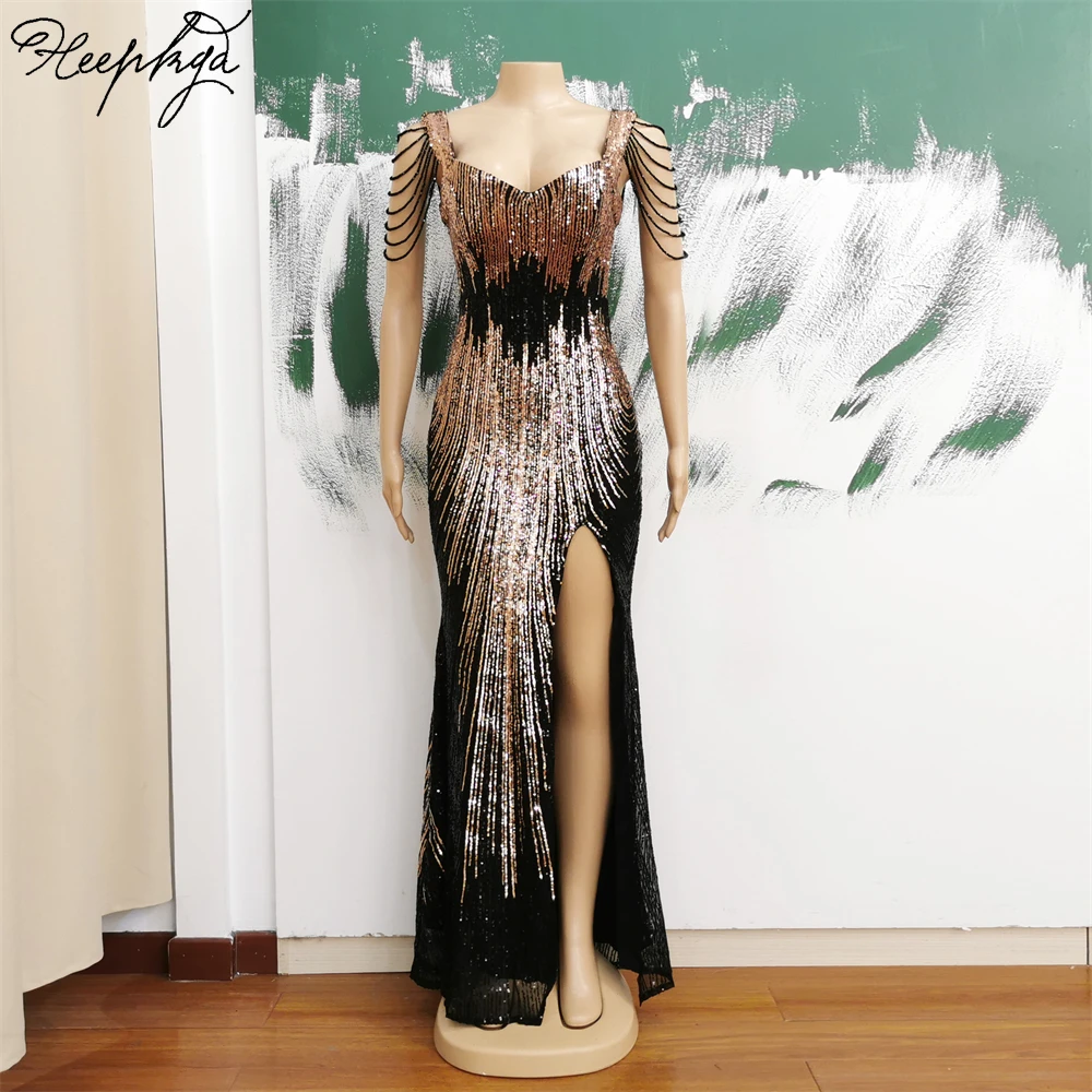 

Stunning 2024 Mermaid Long Dress Evening Side Split Elastic Sequins Women Formal Gowns For Wedding Prom Party Dropshipping