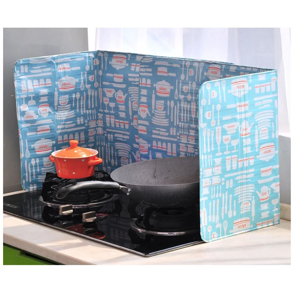 

Oil-proof Printed Baffle Board Kitchen Gas Stove Baffle Aluminum Foldable Frying Pan Oil Splash Protection Screen Plate Kitchen