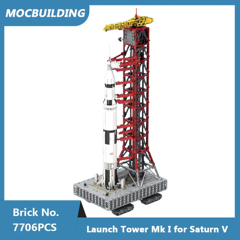 Moc Building Blocks Launch Tower Mk I Per Saturn V 21309/92176 Con Crawler Mattoni Assemblati Fai Da Te Giocattoli Creativi Regali 7706 Pezzi