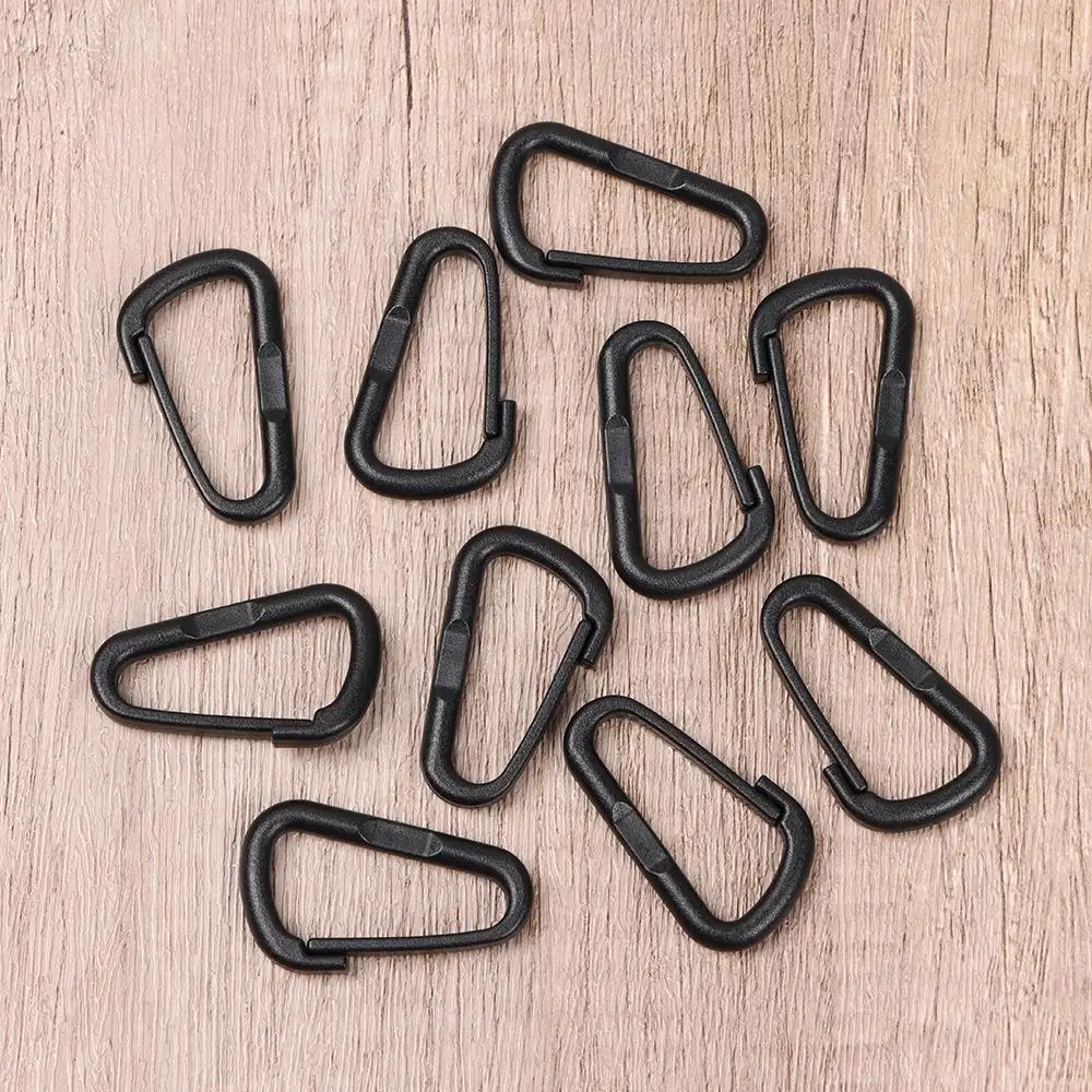 10 stücke Schwarz Kunststoff Nylon D Karabiner Outdoor Frühling Snap Clip Wasser Flasche Haken Schlüsselbund Klettern Camping Wandern Quickdraws – Detail 8
