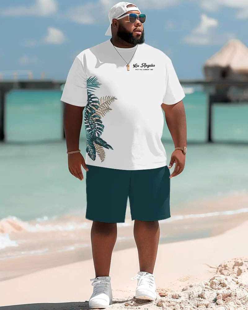 Biggmans Plus Size L-9XL Hawaiian Gradient Coconut Tree Print Shorts Men's Plus Size Suit