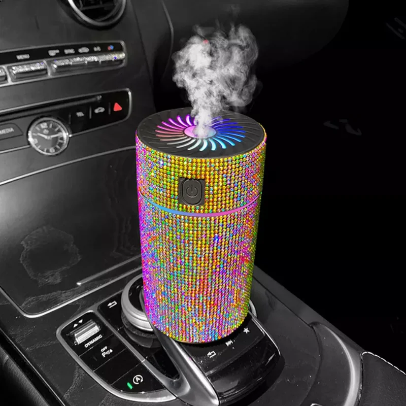 Luxury Diamond Car Diffuser Humidifier with LED Light Auto Air Purifier Aromatherapy Diffuser Air Freshener Car Accessories air humidifier air freshener air purifier