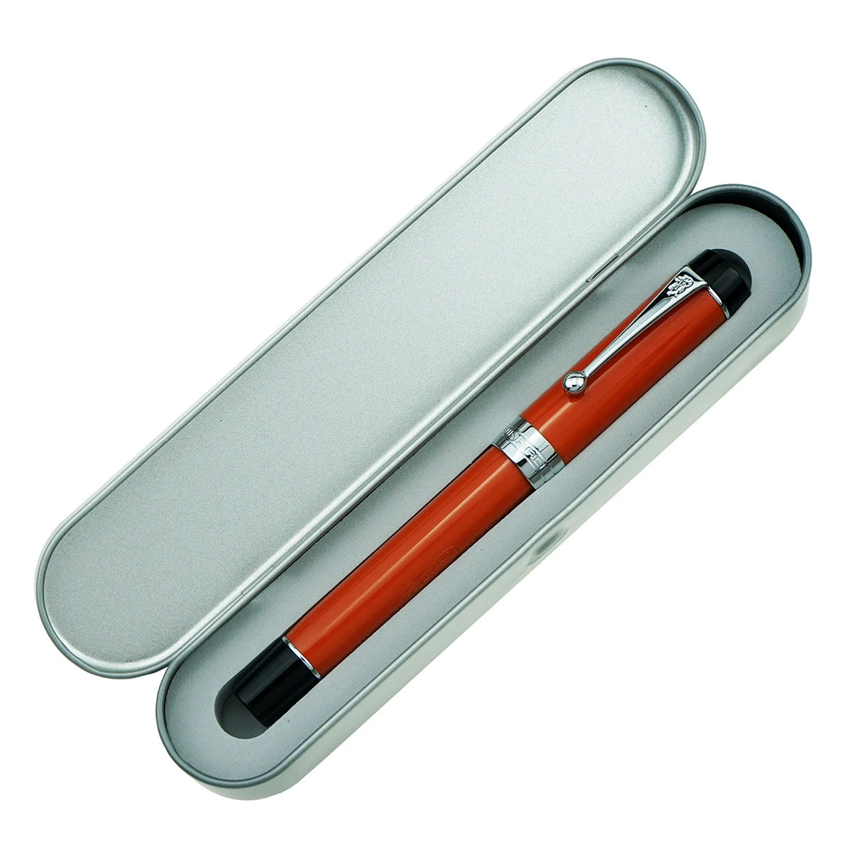 Pluma Estilográfica Jinhao 100 Centenario - Naranja Rojo Resina, Punta Fina Acero Inox, Regalo Elegante