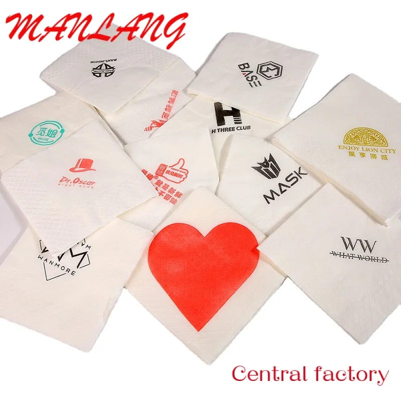 

Custom Disposable cocktail napkins custom with logo white dinner napkin paper tissue erviette de table en papier custom napkins