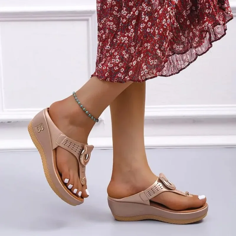 Women New Summer Sandals – Open Toe Beach Flip Flops, Comfortable Wedge Slippers, Cute Design, Plus Size 35-43 Chaussure Femme Beach Footwear Sandals