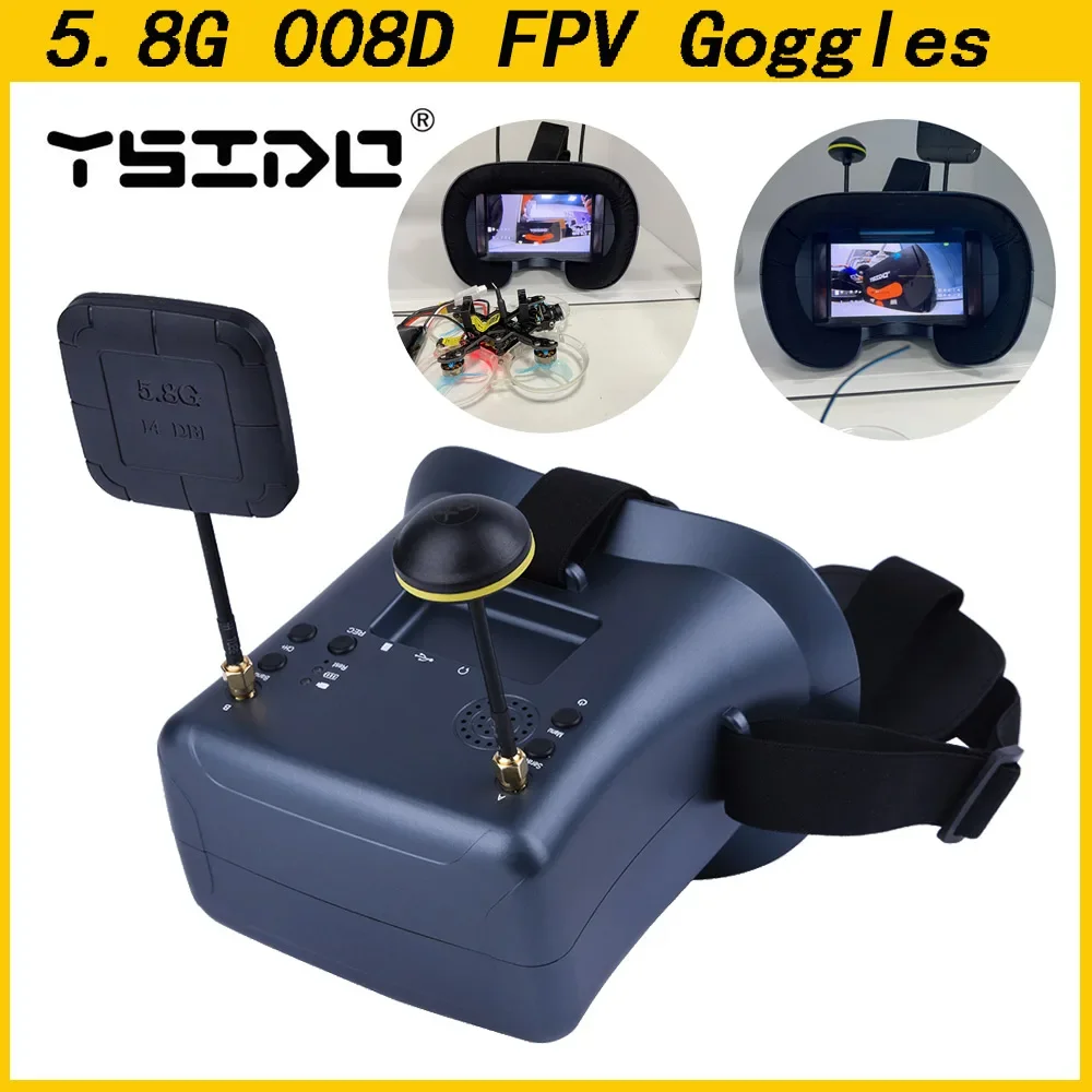 Intérieur du casque FPV 4.3 pouces HD DVR Diversité 40CH montrant l'écran et le compartiment batterie