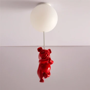 Nordic balon z postaciami z kreskówek lampa sufitowa kreatywny ciepły żywica zwierząt pies żyrandol podsufitowy pokój dziecięcy sypialnia wystrój salonu