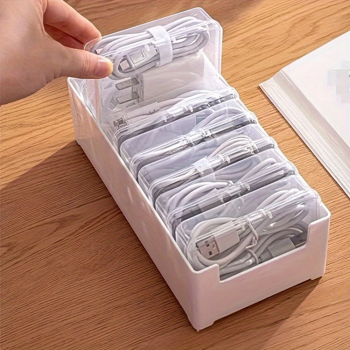 

1set Cable Management Box Set - Convenient, Durable PP Desktop Organizer For Jewelry Storage Box Mobile Phone Chargers And Data