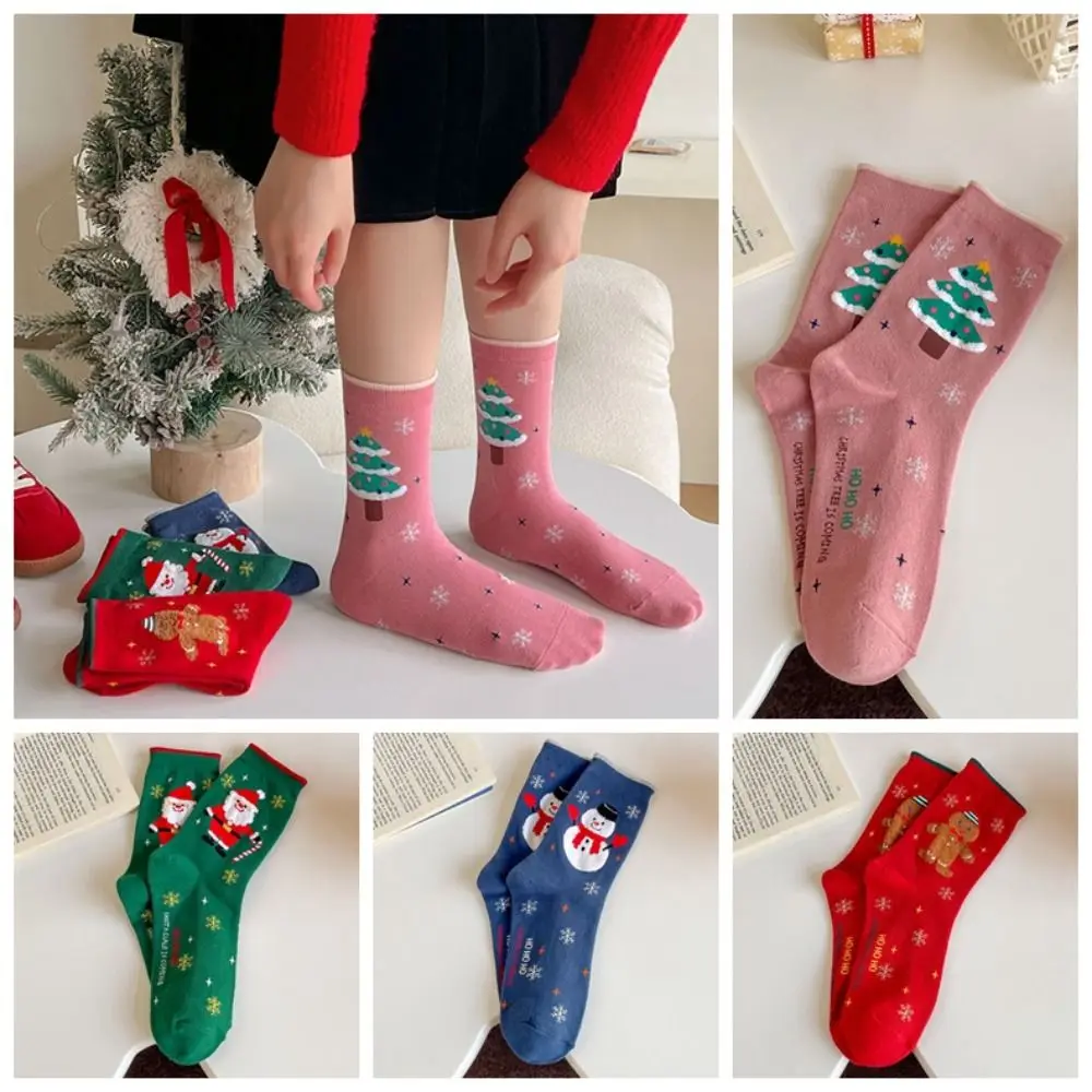

Korean Christmas Mid-Tube Socks Cartoon Santa Claus Hosiery Comfortable Breathable Xmas Gift Harajuku Cute Cloth Accessories