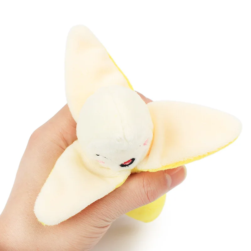 Squeaky Plush Banana Interactive Dog Toy Durable Puppy Chew Toys Creative Fruit Shaped Dog Toy with Cute Face Design 5