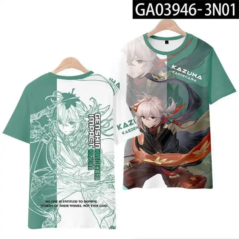 Game Genshin Impact 3D T Shirt Women Men Summer Fashion Short Sleeve Funny Tshirt Graphic Tees Kaedehara Kazuha Cosplay Costume