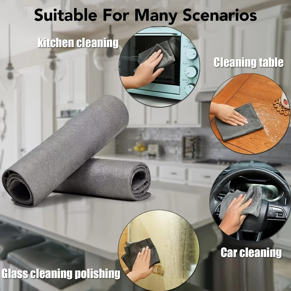 5pcs Traceless Multifunctional Magic Cloth, Thickened Absorbent and Shed-Resistant, Suitable for Smooth Mirror Vessels