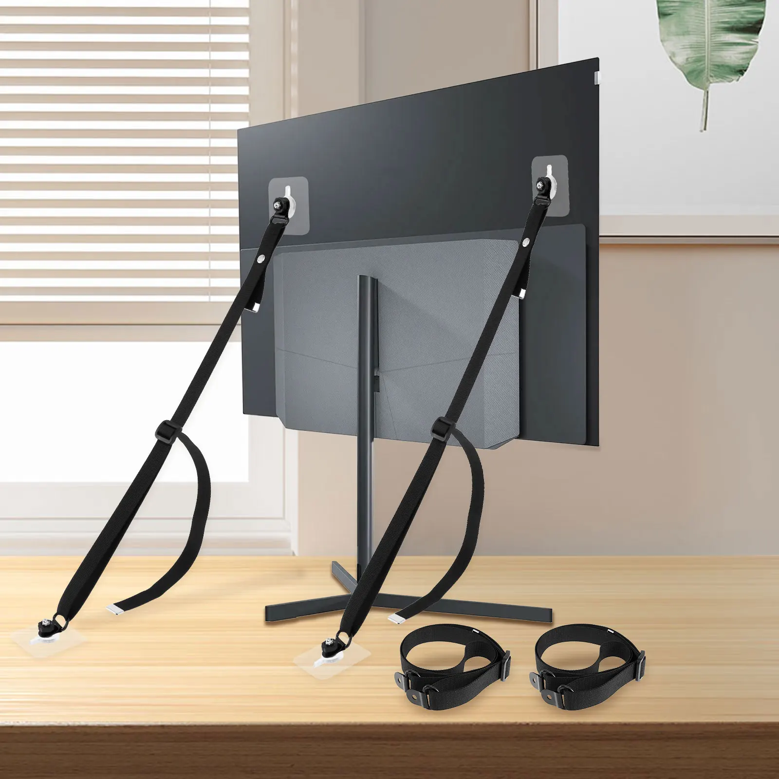 New 4Pcs TV Safety Straps Adjustable TV Harness Prevents Tipping Over Protects with Anti Tilt Strap Regulator with Shock