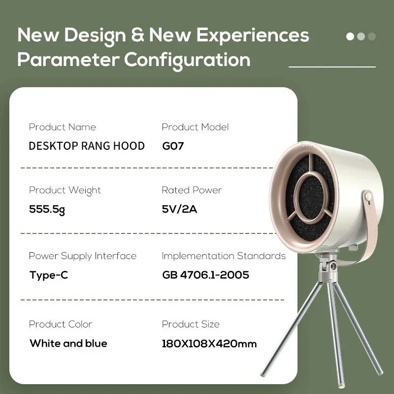 Foldable Portable Range Hood, Mini Camping BBQ Smoke Extractor Exhaust Fan for Halal Kitchen Outdoor Cooking Ventilation