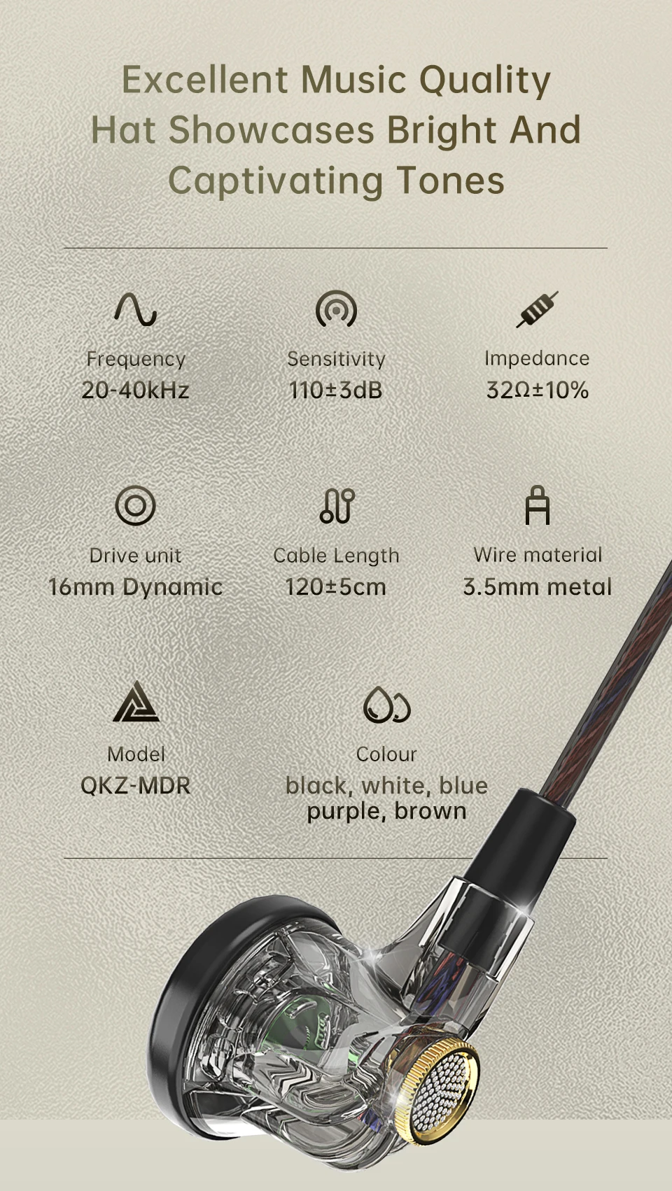 MDR Flat-Head Headphones 16MM Large Dynamic HIFI Bass Sport Earbuds Music Wired