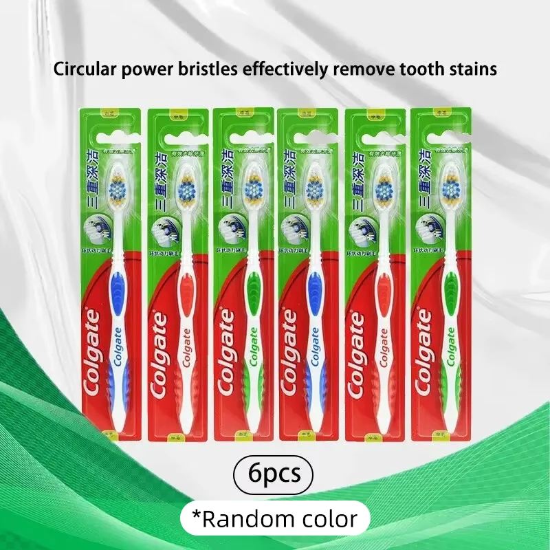 Colgate 6pcs Adult Toothbrushes for Sensitive Gums/Teeth Manual Oral Hygiene Home Use Random Colors toothbrush set