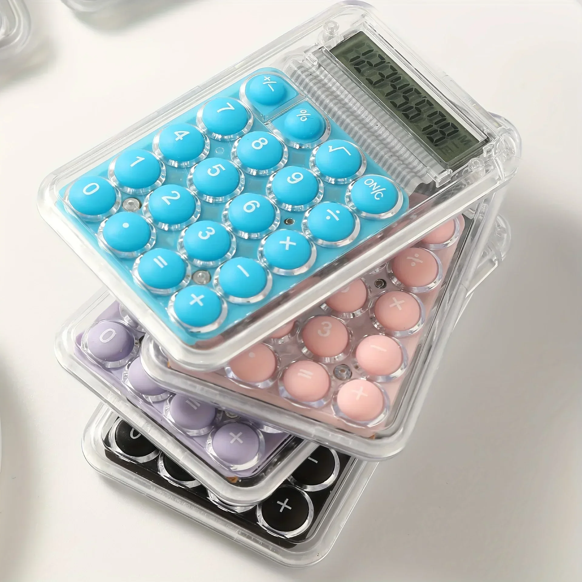 1Pcs 학생 계산기 LCD 디스플레이 대형 ScreenSiicone 버튼 8 자리 Handhed Study전자 계산기 Schoo 용품