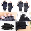 Winter warm Gloves Fingerless Convertible Thermal Mittens Gloves Windproof Polar Fleece Warm men women double-layer Flap Gloves 4