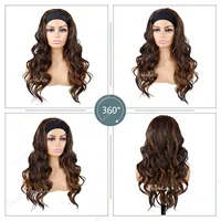 Perruque bandeau synthétique longue ondulée pour femmes, perruque de mise en place et aller, perruque longue bouclée pour femmes, utilisation quotidienne de fête 3