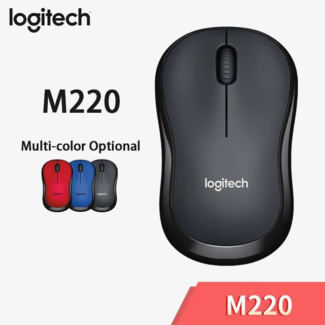 Logitech M220 муши бесими 1000DPI 2.4 ГГц Silent Slim Smart Mouse пайгирии зуд компютери ноутбуки планшет барои Mac Os/window 10/8 1